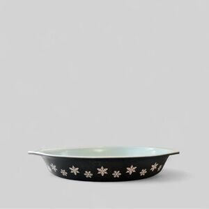 Rare Vintage PYREX Black Snowflake 1.5 Qt Baking Dish No Divisions